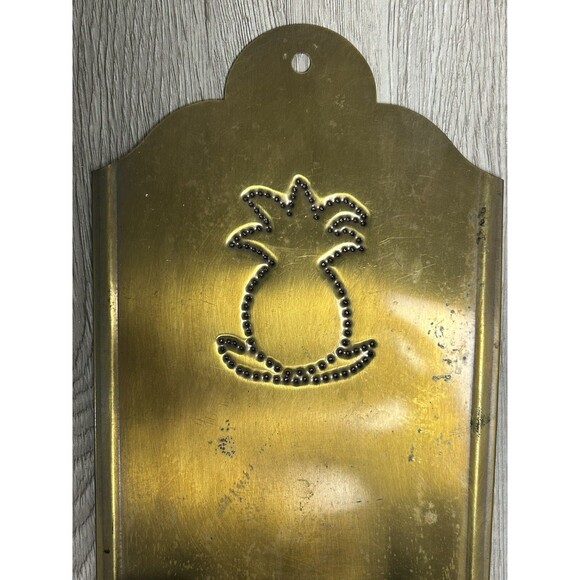 Vintage Punched Tin Brass Candle Holder Wall Sconce Pineapple Handmade? - Picture 4 of 12